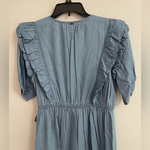 Sam Edelman Ophelia Ruffle Blue Midi Wrap Dress Size Medium NEW WITH TAGS - Picture 7 of 16